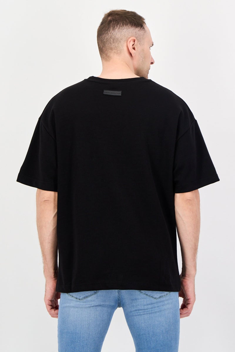 Bench Men Oversized Fit Crew Neck Short Sleeve Brand Logo T-Shirt, Black - Image 2